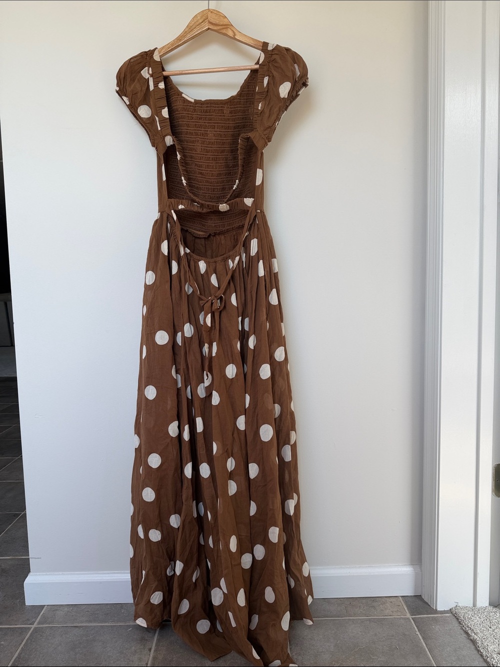 Free People Brown Polka Dot Open-Back Maxi Dress - Picture 3 of 4